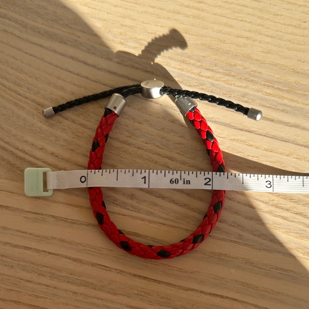 NWOT Coach Adjustable Red and Black Leather Braided Bracelet - Picture 6 of 6